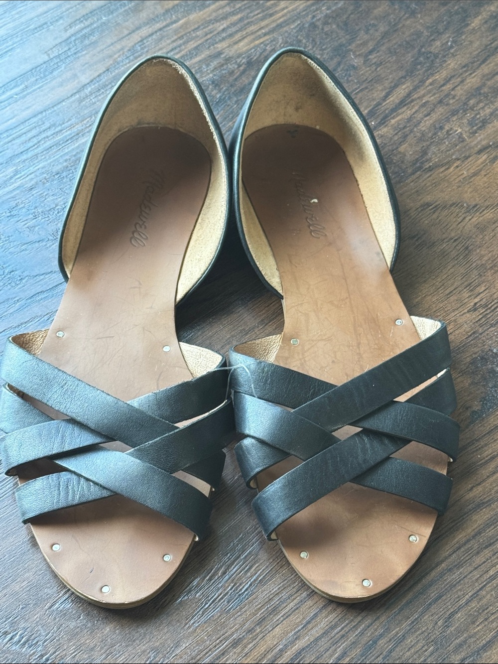 Madewell Black Leather Crisscross Open-Toe Sandals
